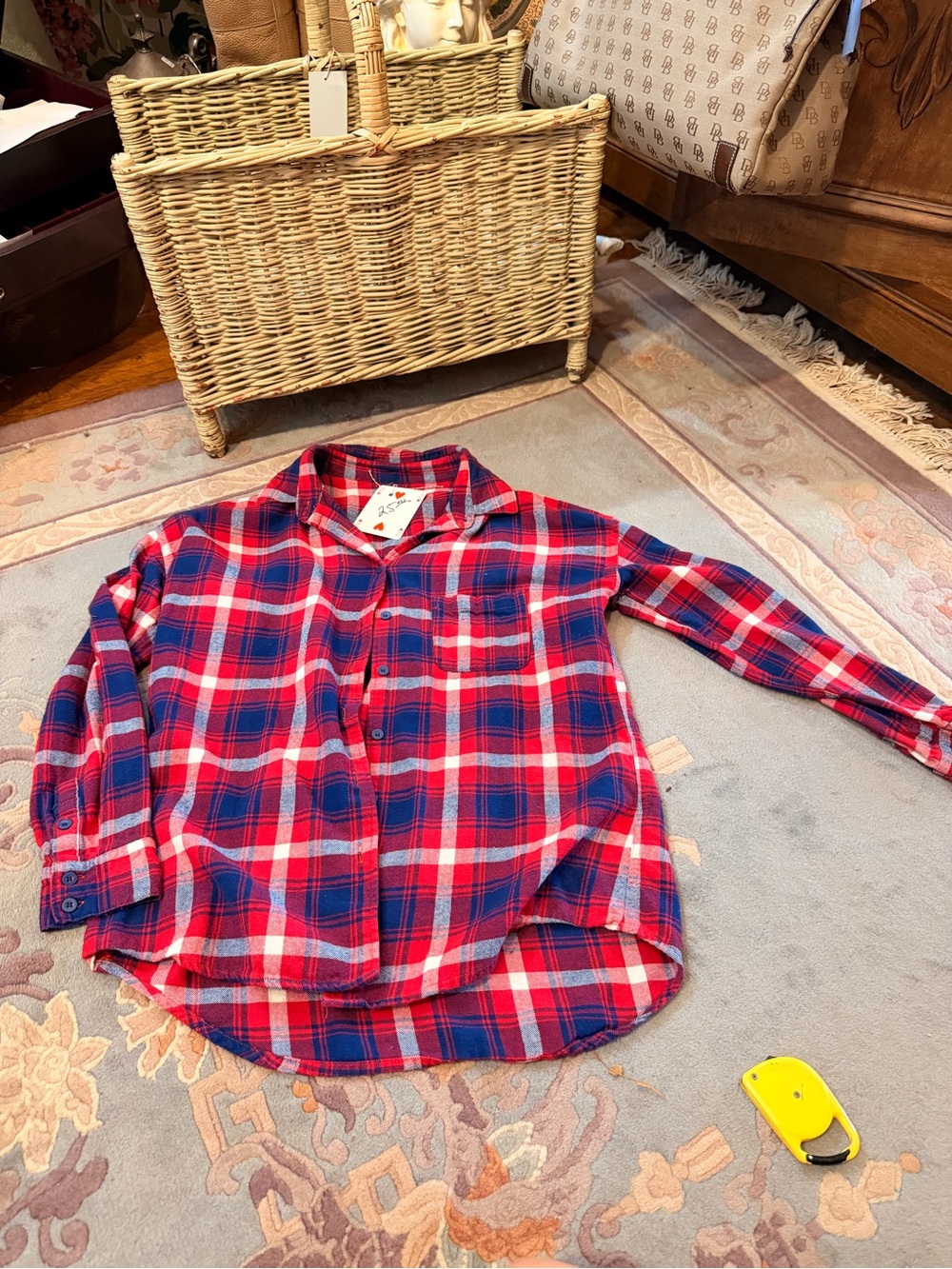 Altar'd State Red & Navy Plaid Button-Down Shirt